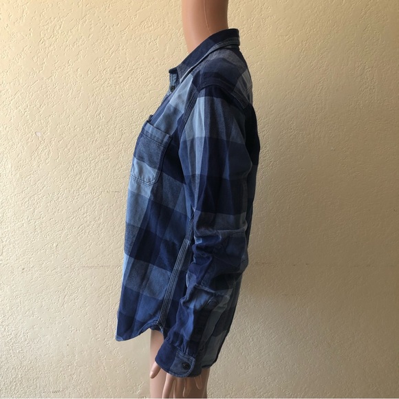 Gap Women’s Size M Blue Checkered Long Sleeves Button-Up Shirt Casual Collared - Picture 10 of 16